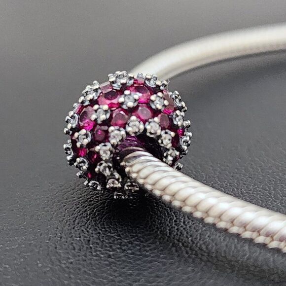 Pandora Pave Round Red Charm - Picture 1 of 4
